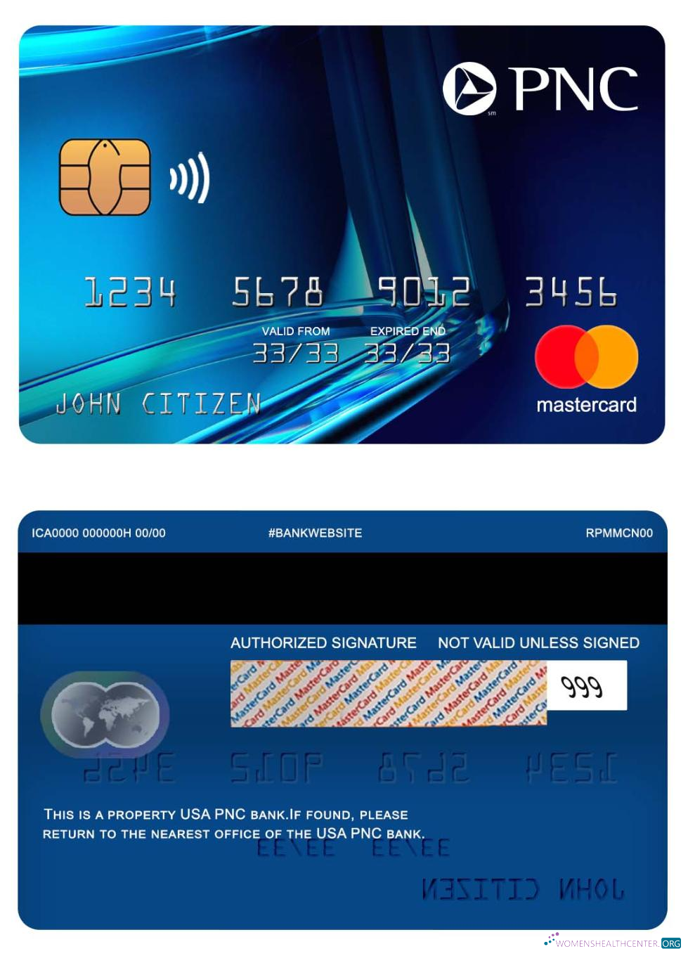 Download USA PNC bank mastercard blue Photoshop template